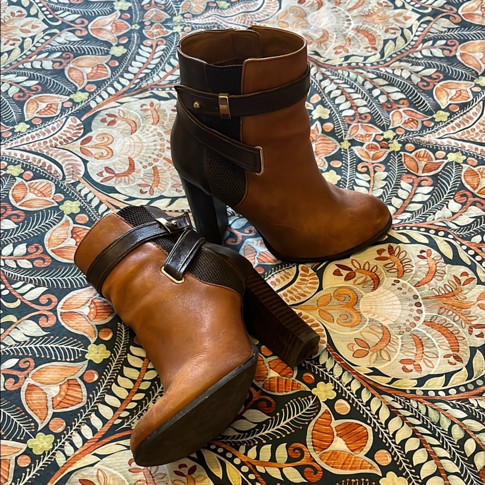 Aldo Brown Heeled Boots with Chunky Heel